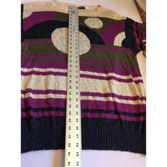 Vintage Umberto Ginocchietti Womens Striped Dot Knitted Pullover Sweater Purple - Picture 7 of 10